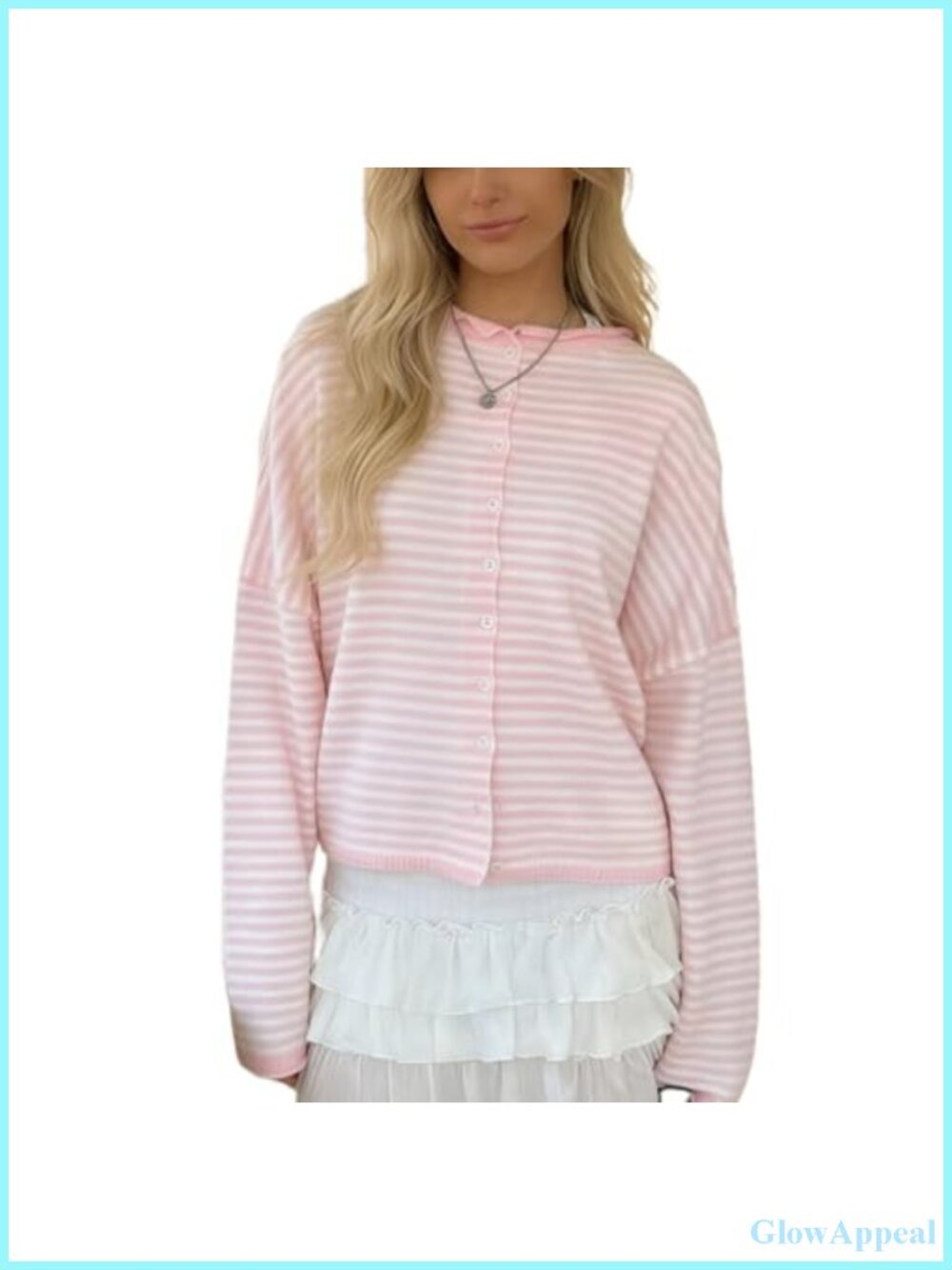 Striped Button Down Cardigan Sweater Lightweight Knitwear Long Sleeve